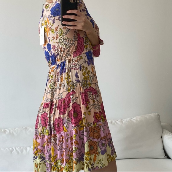 Hale Bob Floral Print Long Sleeve Mini Dress Size S - Picture 5 of 5